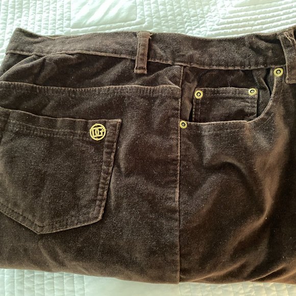 EUC~DG2 Diane Gilman Stretch Velvet straight leg Jean Women's~Brown sz 12 - Picture 9 of 12